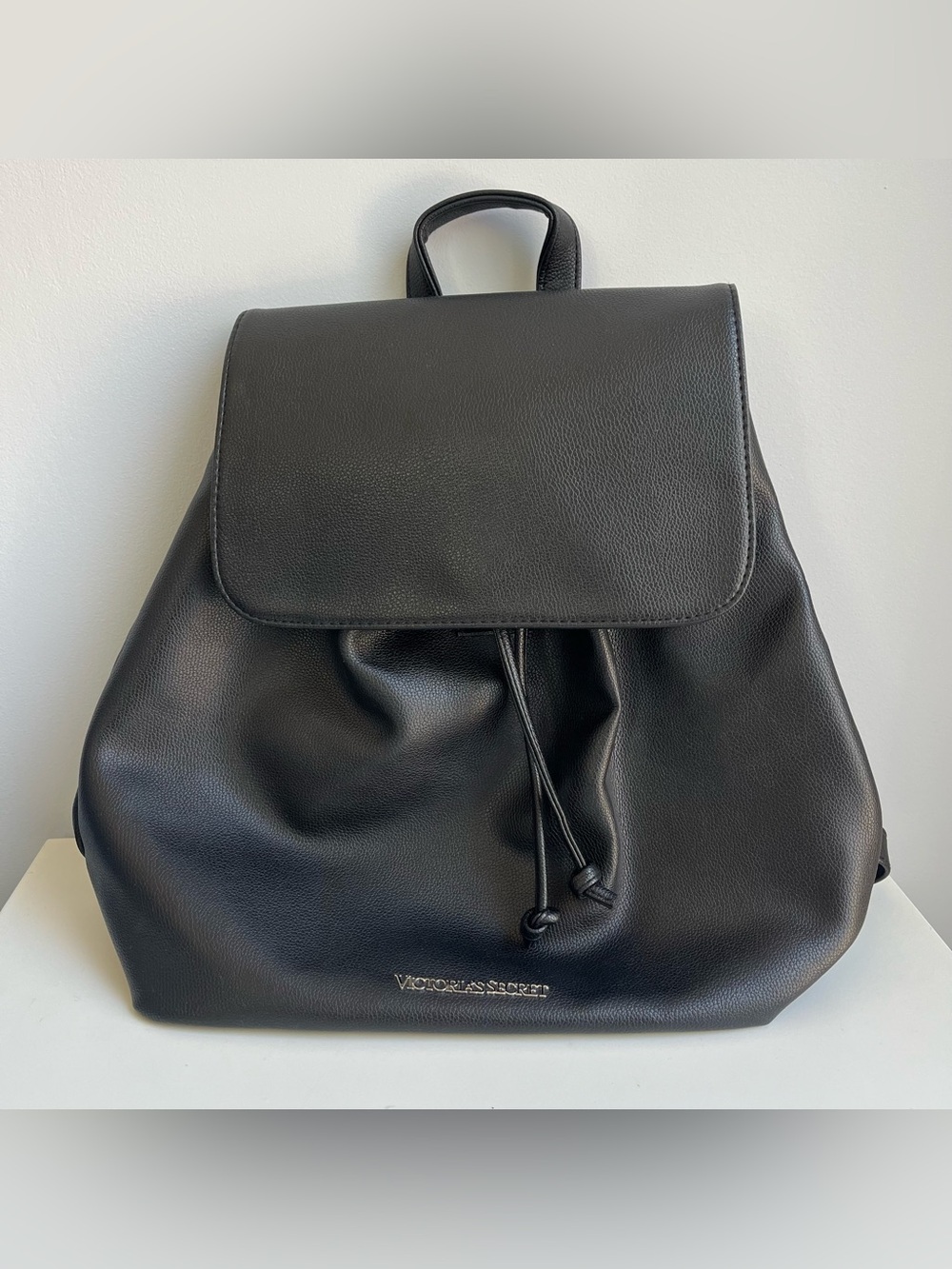 Victoria’s Secret Faux Leather Flap Backpack Black